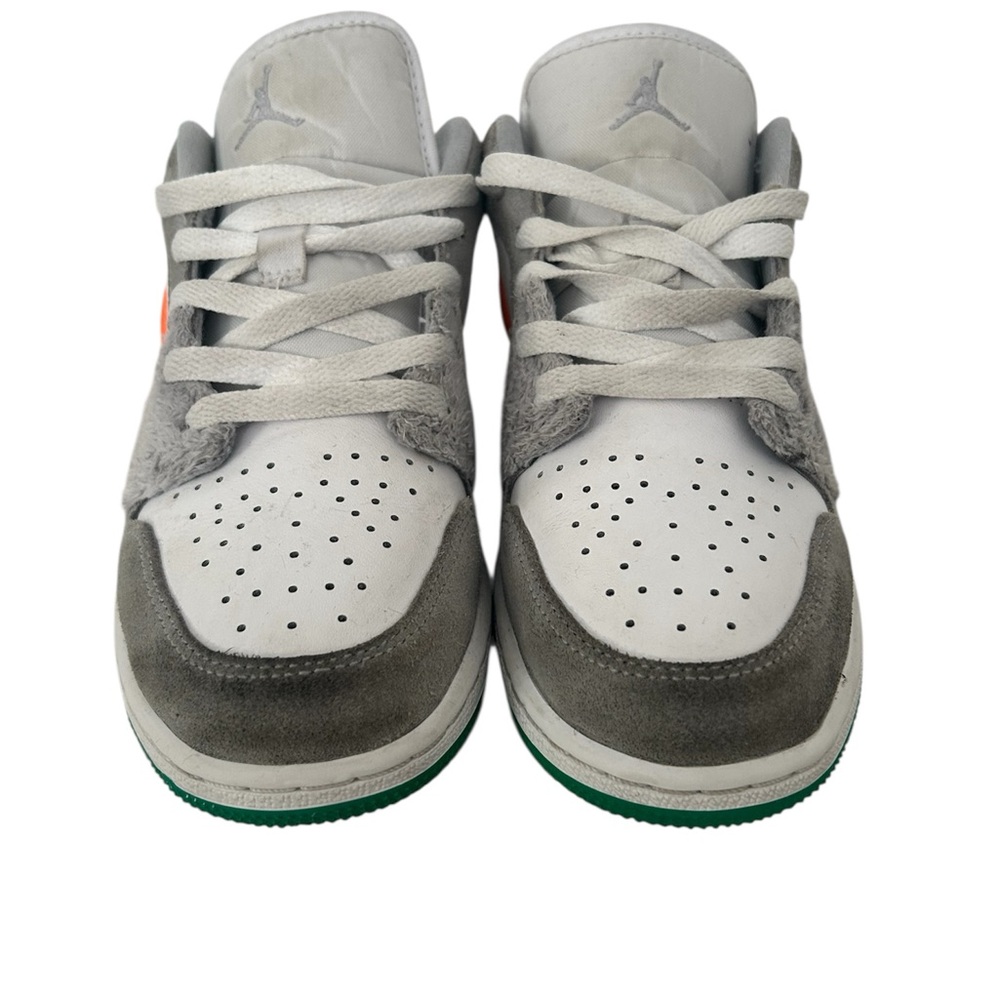 Jordan Gray and White Low-Top Sneakers with Breathable Design